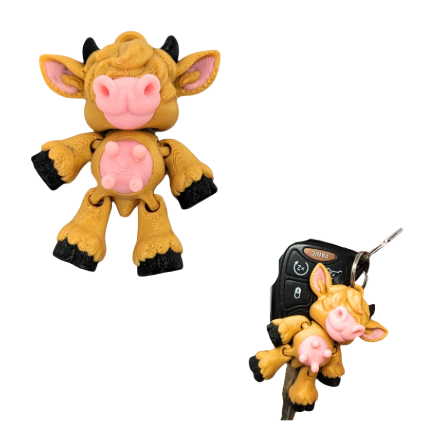 Flexible Highland Cow Key Ring - Cute Car Accessories for Women, Keychain Accessories, and Car Decor