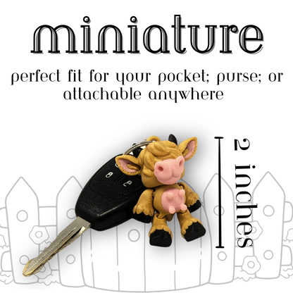 Flexible Highland Cow Key Ring - Cute Car Accessories for Women, Keychain Accessories, and Car Decor