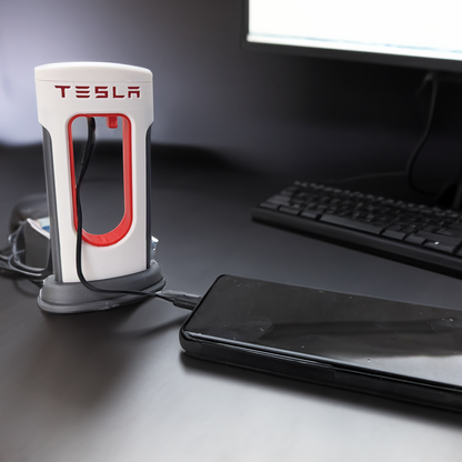 Tesla Desktop Supercharger Replica Charging Station Accessories | USB-C Compatible for Android and iPhone | includes USB-C Cable | Made in USA for Tesla Enthusiasts | Preassembled