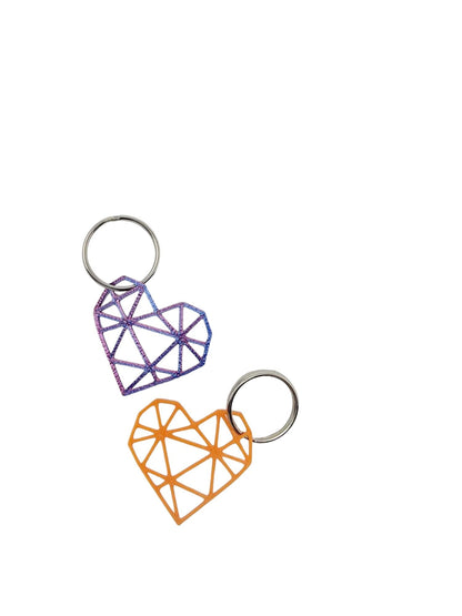 Geometric Heart Earrings and Keychain