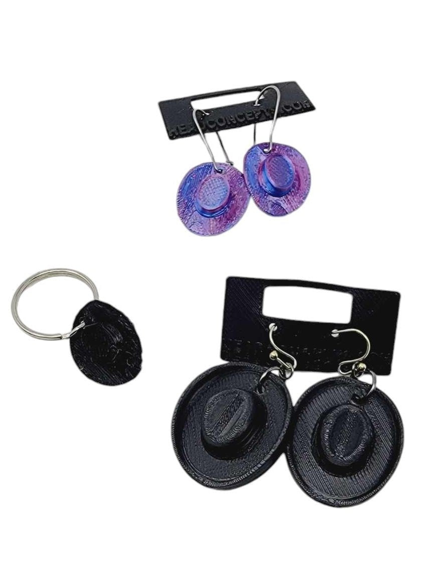 Cowboy Hat Keychain and Earrings